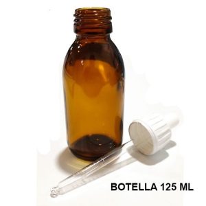 Botella ambar 125 ml boca ancha con pipeta cuentagotas
