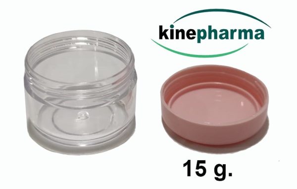 Tarro ungüento plástico 15gr - tapa rosa