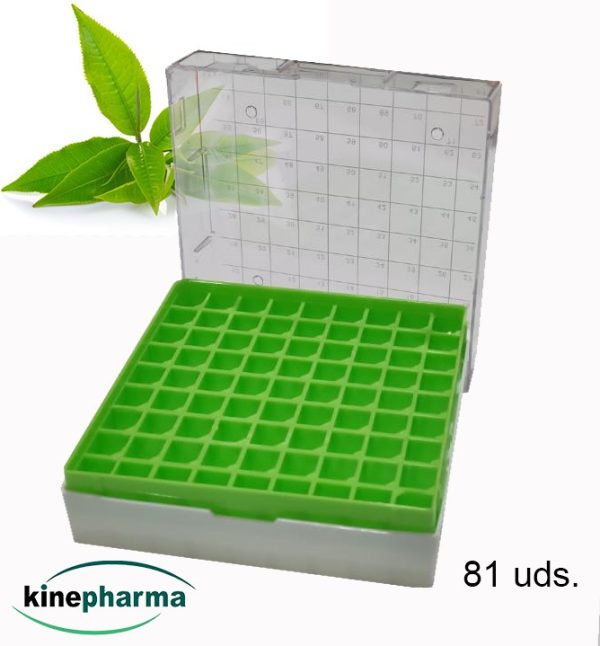 Caja de almacenamiento criogénico verde 81 uds