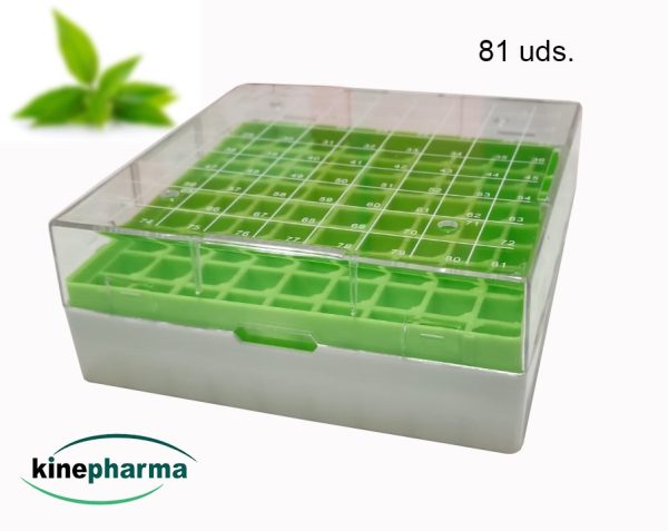 Caja de almacenamiento criogénico verde 81 uds